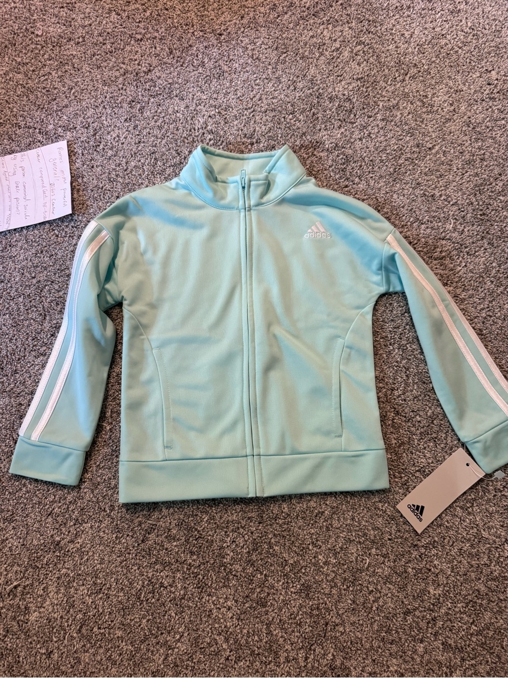 adidas Kids Mint Green Track Jacket with White Stripes